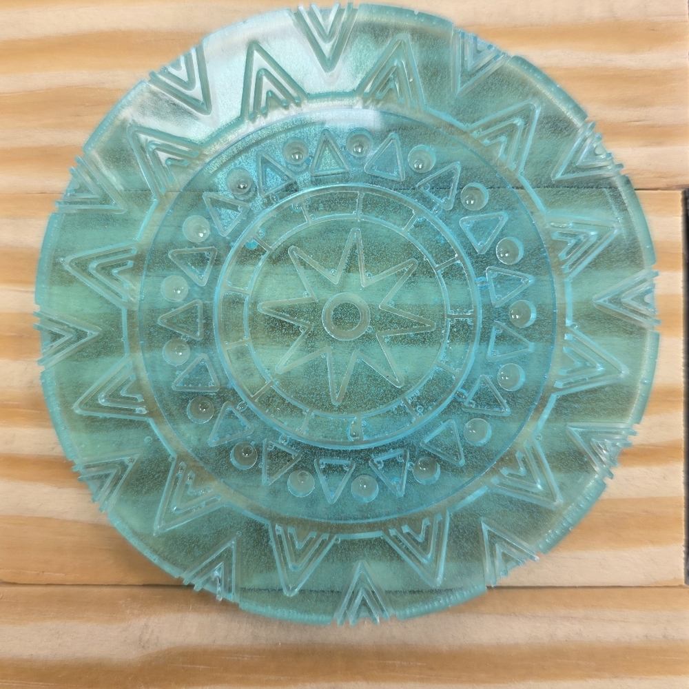 Turquoise Mandala Glass Art Piece